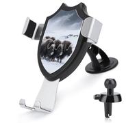 maccbn 3 in 1 Universal Car Phone Mount Adjustable Suction Cup Musk Ox in The Snow Cell Phone Holder with Metal Hook Clip for Vent Windshield Dashboard Car Accessories Auto Interior Decoration Gift