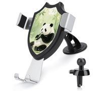 maccbn 3 in 1 Universal Car Phone Mount Adjustable Suction Cup Panda Eating Food Cell Phone Holder with Metal Hook Clip for Vent Windshield Dashboard Car Accessories Auto Interior Decoration Gift