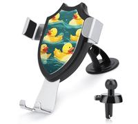maccbn 3 in 1 Universal Car Phone Mount Adjustable Suction Cup Rubber Ducks Cell Phone Holder with Metal Hook Clip for Vent Windshield Dashboard Car Accessories Auto Interior Decoration Gift