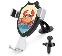 maccbn 3 in 1 Universal Car Phone Mount Adjustable Suction Cup Summer Cartoon Crab Cell Phone Holder with Metal Hook Clip for Vent Windshield Dashboard Car Accessories Auto Interior Decoration Gift