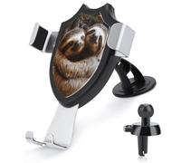 maccbn 3 in 1 Universal Car Phone Mount Adjustable Suction Cup Two Sloths Hugging Cell Phone Holder with Metal Hook Clip for Vent Windshield Dashboard Car Accessories Auto Interior Decoration Gift