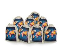 maccbn 8 Pack Natural Cotton Drawstring Bags Reusable Muslin Bag Empty Gift Bags Abstract World Map Pouches for Tea Jewelry Sachet Wedding Party Favors Storage Holiday Gifts 5x7 Inch