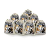 maccbn 8 Pack Natural Cotton Drawstring Bags Reusable Muslin Bag Empty Gift Bags Cats Sitting Together Pouches for Tea Jewelry Sachet Wedding Party Favors Storage Holiday Gifts 5x7 Inch