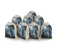 maccbn 8 Pack Natural Cotton Drawstring Bags Reusable Muslin Bag Empty Gift Bags Cool Halloween Ghost Pouches for Tea Jewelry Sachet Wedding Party Favors Storage Holiday Gifts 5x7 Inch