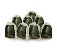 maccbn 8 Pack Natural Cotton Drawstring Bags Reusable Muslin Bag Empty Gift Bags Dark Green Landscape Nature Pouches for Tea Jewelry Sachet Wedding Party Favors Storage Holiday Gifts 5x7 Inch