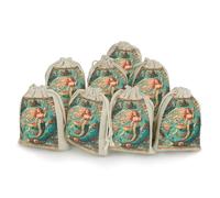 maccbn 8 Pack Natural Cotton Drawstring Bags Reusable Muslin Bag Empty Gift Bags Mermaids Pouches for Tea Jewelry Sachet Wedding Party Favors Storage Holiday Gifts 5x7 Inch
