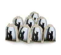 maccbn 8 Pack Natural Cotton Drawstring Bags Reusable Muslin Bag Empty Gift Bags Night Trees Black Bear Pouches for Tea Jewelry Sachet Wedding Party Favors Storage Holiday Gifts 5x7 Inch