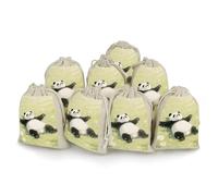 maccbn 8 Pack Natural Cotton Drawstring Bags Reusable Muslin Bag Empty Gift Bags Panda Lying on The Lawn Pouches for Tea Jewelry Sachet Wedding Party Favors Storage Holiday Gifts 5x7 Inch
