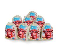 maccbn 8 Pack Natural Cotton Drawstring Bags Reusable Muslin Bag Empty Gift Bags Red Cow Head Funny Pouches for Tea Jewelry Sachet Wedding Party Favors Storage Holiday Gifts 5x7 Inch