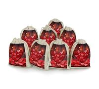 maccbn 8 Pack Natural Cotton Drawstring Bags Reusable Muslin Bag Empty Gift Bags Red Hearts Love Pouches for Tea Jewelry Sachet Wedding Party Favors Storage Holiday Gifts 5x7 Inch