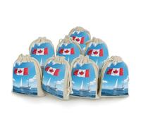 maccbn 8 Pack Natural Cotton Drawstring Bags Reusable Muslin Bag Empty Gift Bags Ship Sailing Pouches for Tea Jewelry Sachet Wedding Party Favors Storage Holiday Gifts 5x7 Inch