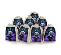 maccbn 8 Pack Natural Cotton Drawstring Bags Reusable Muslin Bag Empty Gift Bags Skull Gothic Pouches for Tea Jewelry Sachet Wedding Party Favors Storage Holiday Gifts 5x7 Inch