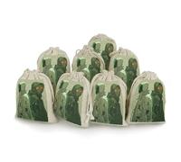 maccbn 8 Pack Natural Cotton Drawstring Bags Reusable Muslin Bag Empty Gift Bags Two Green Ghosts Pouches for Tea Jewelry Sachet Wedding Party Favors Storage Holiday Gifts 5x7 Inch