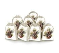 maccbn 8 Pack Natural Cotton Drawstring Bags Reusable Muslin Bag Empty Gift Bags Watercolor Pine Cone Pouches for Tea Jewelry Sachet Wedding Party Favors Storage Holiday Gifts 5x7 Inch