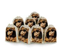 maccbn 8 Pack Natural Cotton Drawstring Bags Reusable Muslin Bag Empty Gift Bags Yorkshire Terrier Dog Pouches for Tea Jewelry Sachet Wedding Party Favors Storage Holiday Gifts 5x7 Inch