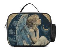 maccbn Angel with Blue Wings Insulated Lunch Bag Reusable Lunch Box with Detachable Handle Portable Cooler Bag Container Leakproof Tote for Work Picnic Beach Travel Women Men Adults