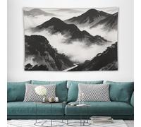 maccbn Black White Mountain Boho Wall Tapestry with Hanging Kit Aesthetic Tapestry Wall Hanging Personalized Backdrop Large Vintage Tapestries Decoration for Bedroom Living Room Dorm Decor-60 x90