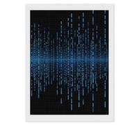 maccbn Blue Binary Matrix 5D Diamond Painting Kit for Adults DIY Diamond Art Kits with Drill Tools Full Square Drill Gem Painting for Home Wall Decor Beginner-Friendly Craft Set Gift 12x16