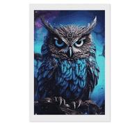 maccbn Blue Owl 5D Diamond Painting Kit for Adults DIY Diamond Art Kits with Drill Tools Full Square Drill Gem Painting for Home Wall Decor Beginner-Friendly Craft Set Gift 8x12