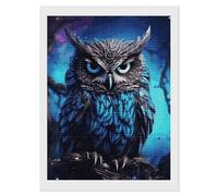 maccbn Blue Owl 5D Diamond Painting Kit for Adults DIY Diamond Art Kits with Drill Tools Full Square Drill Gem Painting for Home Wall Decor Beginner-Friendly Craft Set Gift 12x16