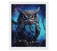 maccbn Blue Owl 5D Diamond Painting Kit for Adults DIY Diamond Art Kits with Drill Tools Full Square Drill Gem Painting for Home Wall Decor Beginner-Friendly Craft Set Gift 16x20