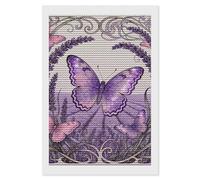maccbn Butterfly Lavender Spike 5D Diamond Painting Kit for Adults - DIY Diamond Art Kits with Drill Tools Full Round Drill Gem Painting for Home Wall Decor, Beginner-Friendly Craft Set Gift 8x12