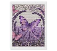 maccbn Butterfly Lavender Spike 5D Diamond Painting Kit for Adults - DIY Diamond Art Kits with Drill Tools Full Round Drill Gem Painting for Home Wall Decor, Beginner-Friendly Craft Set Gift 12x16
