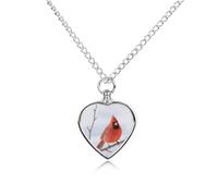 maccbn Cardinal Bird Pet Urn Necklace for Ashes Waterproof Heart Memorial Pendant with Filling Kit 27.6" Adjustable Chain Cremation Keepsake Jewelry for Dog Cat Sympathy Gift for Pet Lovers