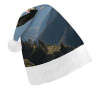 maccbn Christmas Eagles Fly in The Valley Santa Hat Stretchable Xmas Hat Festive Holiday Party Supply for Caroling New Year Cosplay