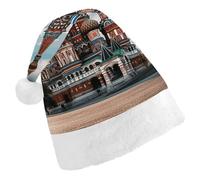 maccbn Christmas St Basil Cathedral In Moscow Santa Hat Stretchable Xmas Hat Festive Holiday Party Supply for Caroling New Year Cosplay