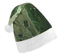 maccbn Christmas Two Green Ghosts Santa Hat Stretchable Xmas Hat Festive Holiday Party Supply for Caroling New Year Cosplay