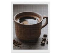 maccbn Coffee Cup Bean 5D Diamond Painting Kit for Adults DIY Diamond Art Kits with Drill Tools Full Square Drill Gem Painting for Home Wall Decor Beginner-Friendly Craft Set Gift 12x16