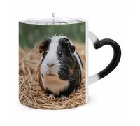maccbn Cute Guinea Pigs Heat Sensitive Color Changing Coffee Mugs 11 Oz Large Ceramic Cup with Handle Personalized Magic Cups Temperature Changing Mug Novelty for Christmas Birthday Gifts