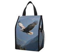 maccbn Eagles Fly in The Valley Insulated Lunch Bag Box, 12L Capacity with Dual Side Pockets, Foldable Cooler Tote, Leakproof Lunch Cooler Bag, Reusable Picnic Tote Bags for Work Travel Office Beach