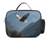 maccbn Eagles Fly in The Valley Insulated Lunch Bag Reusable Lunch Box with Detachable Handle Portable Cooler Bag Container Leakproof Tote for Work Picnic Beach Travel Women Men Adults