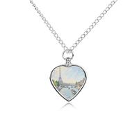 maccbn Eiffel Tower in Paris Pet Urn Necklace for Ashes Waterproof Heart Memorial Pendant with Filling Kit 27.6" Adjustable Chain Cremation Keepsake Jewelry for Dog Cat Sympathy Gift for Pet Lovers