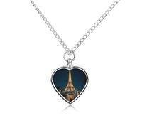 maccbn Eiffel Tower Pet Urn Necklace for Ashes Waterproof Heart Memorial Pendant with Filling Kit 27.6" Adjustable Chain Cremation Keepsake Jewelry for Dog Cat Sympathy Gift for Pet Lovers