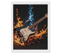 maccbn Electric Guitar Music 5D Diamond Painting Kit for Adults DIY Diamond Art Kits with Drill Tools Full Square Drill Gem Painting for Home Wall Decor Beginner-Friendly Craft Set Gift 12x16