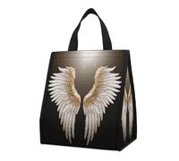 maccbn Foldable Angel Wing Insulated Lunch Bag 9L Reusable Leakproof Cooler Tote with Pocket Washable Aluminum Foil Lining Lightweight Thermal Food Storage Bag for Office Picnic Beach Gym