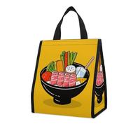 maccbn Foldable Cartoon Hotpot Doodle Insulated Lunch Bag 9L Reusable Leakproof Cooler Tote with Pocket Washable Aluminum Foil Lining Lightweight Thermal Food Storage Bag for Office Picnic Beach Gym