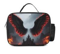maccbn Gothic Angel Wings Insulated Lunch Bag Reusable Lunch Box with Detachable Handle Portable Cooler Bag Container Leakproof Tote for Work Picnic Beach Travel Women Men Adults