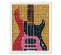 maccbn Guitar Bass Music 5D Diamond Painting Kit for Adults DIY Diamond Art Kits with Drill Tools Full Square Drill Gem Painting for Home Wall Decor Beginner-Friendly Craft Set Gift 16x20