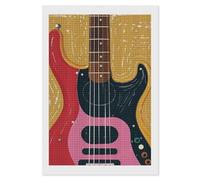 maccbn Guitar Bass Music 5D Diamond Painting Kit for Adults DIY Diamond Art Kits with Drill Tools Full Square Drill Gem Painting for Home Wall Decor Beginner-Friendly Craft Set Gift 8x12