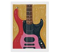 maccbn Guitar Bass Music 5D Diamond Painting Kit for Adults DIY Diamond Art Kits with Drill Tools Full Square Drill Gem Painting for Home Wall Decor Beginner-Friendly Craft Set Gift 12x16