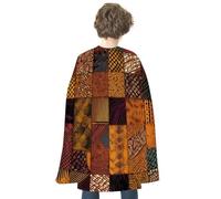 maccbn Halloween Cape Reversible Blue And Red African Style Patchwork Medieval Cloak Renaissance Cosplay Birthday Party Dress Up Costume