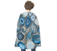 maccbn Halloween Cape Reversible Blue And Red Agate Slice Pattern Medieval Cloak Renaissance Cosplay Birthday Party Dress Up Costume