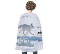 maccbn Halloween Cape Reversible Blue And Red Arctic Fox Chases Medieval Cloak Renaissance Cosplay Birthday Party Dress Up Costume