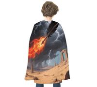 maccbn Halloween Cape Reversible Blue And Red Arrow Feather Dream Medieval Cloak Renaissance Cosplay Birthday Party Dress Up Costume
