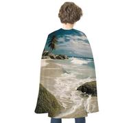 maccbn Halloween Cape Reversible Blue And Red Beach Ocean Medieval Cloak Renaissance Cosplay Birthday Party Dress Up Costume