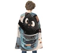 maccbn Halloween Cape Reversible Blue And Red Black Cat Medieval Cloak Renaissance Cosplay Birthday Party Dress Up Costume
